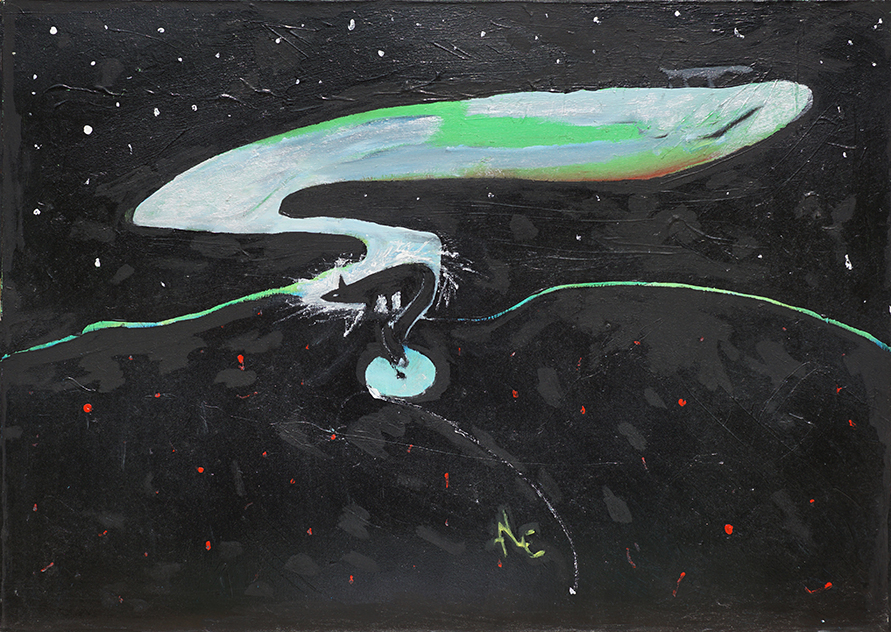 Alessandro Santoro, Sulla scia della luna, acrilico su tela, 50x70 cm