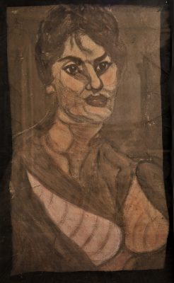 Pietro Ghizzardi, Senza titolo (r), tecnica mista su cartone, 80x49 cm