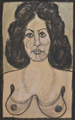 Pietro Ghizzardi, Bella, 1970, tecnica mista su cartone, 79,5x49,5 cm