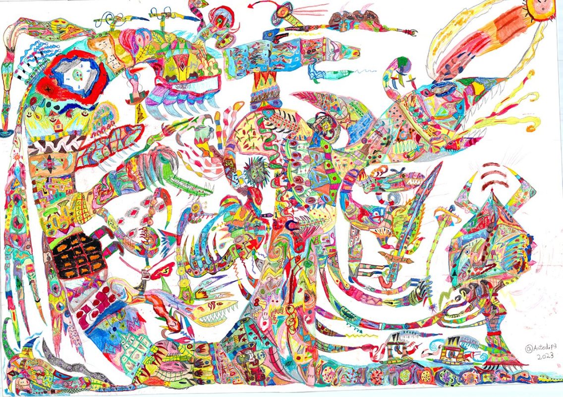 Baluro, 2023, 70x100 cm, tecnica mista su carta