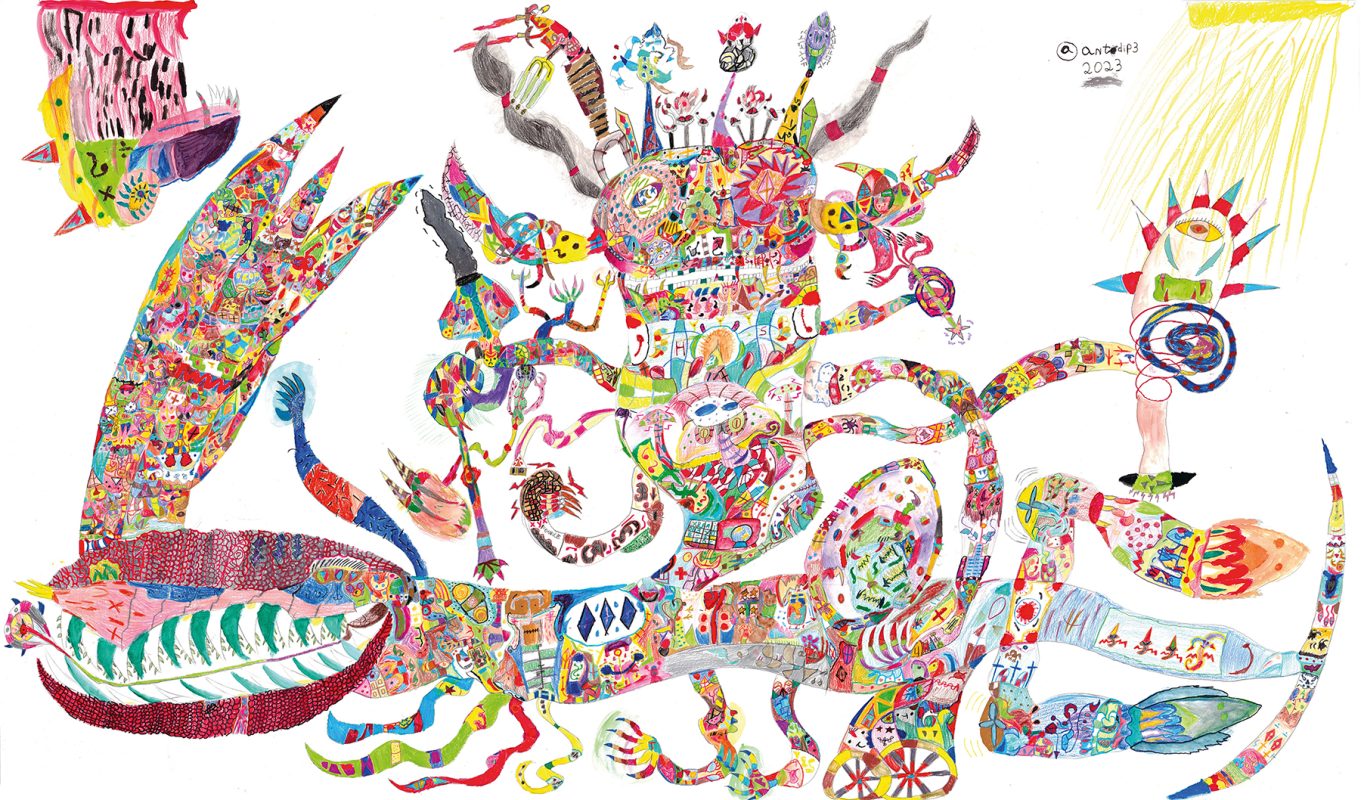 Capitano Josefegang, 2023, 88x150 cm, tecnica mista su carta