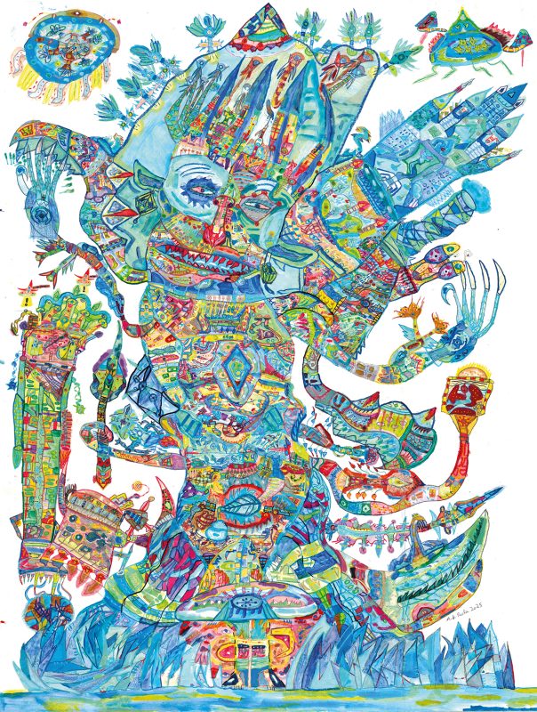 Galaxard, 2025, 110x85 cm, tecnica mista su carta
