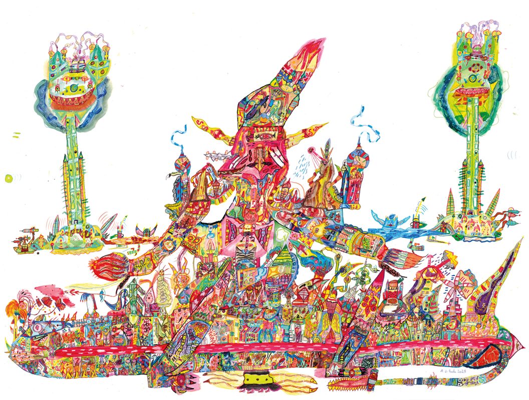 King Fire, 2025, 85x110 cm, tecnica mista su carta