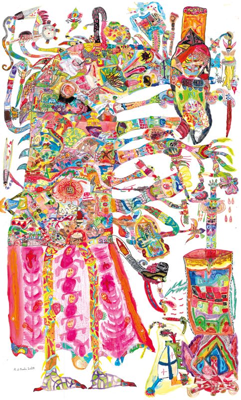 Orchessa Chef, 2024, 150x90 cm, tecnica mista su carta